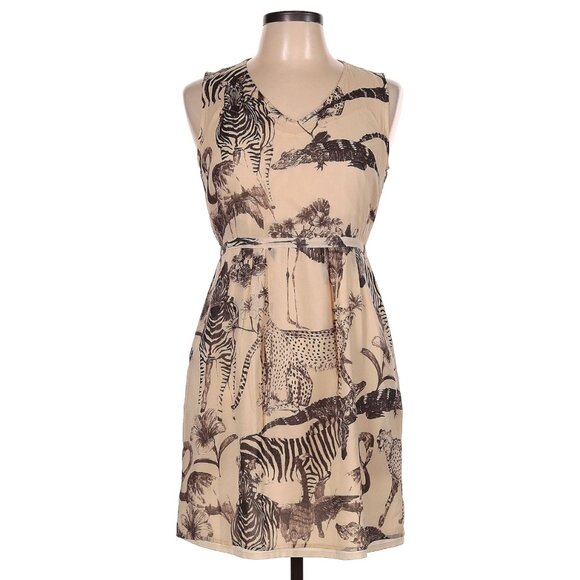 ๐จ 50% OFF BUNDLES! ๐จNWOT Madewell Ivory Safari Silk Animal Print Dress - Picture 2 of 9